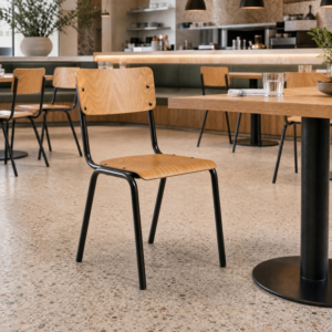 Tavo Stacking Side Chair – Wooden Seat & Back with Tubular Steel Frame
