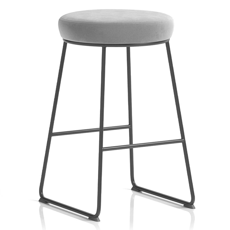 Tudor High Stool – Plush Velour Seat with Matt Black Metal Frame