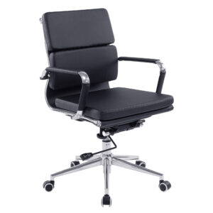 Avanti Black Bonded Leather Medium Back Swivel Arm Chair