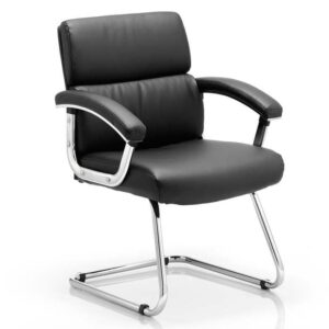 Austin Black Faux Leather Cantilever Visitor Chair with Arms