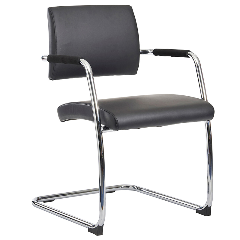 Hugo Black Faux Leather Cantilever Meeting Room Chair (Pack of 2)