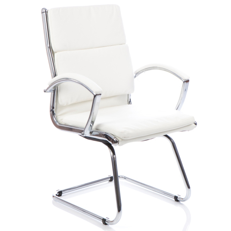 Bromley Medium Back Cantilever Visitors Chair With Arms - White