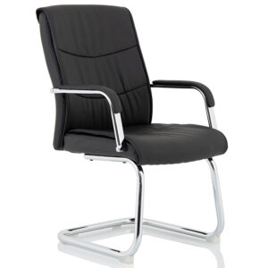 Henry Black Faux Leather Cantilever Visitor Office Chair with Arms