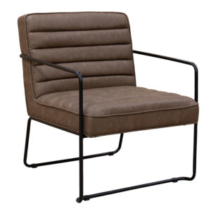 Remington Ribbed Reception Chair - Brown Leather