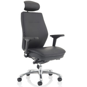 Domino Black Bonded Leather Office Chair With Headrest