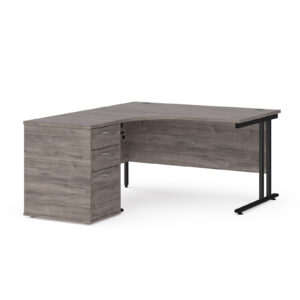 Porto 25 Left Hand Corner Desk with 3 Drawer Desk High Pedestal