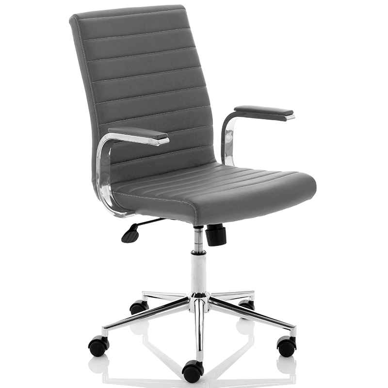 Ezra Medium Back Leather Managers Office Chair with Arms