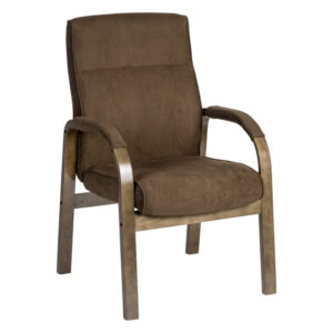 Glencoe Brown Faux Suede Visitor Chair with Driftwood Effect Frame
