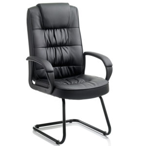 Jenson Deluxe Black Leather Black Cantilever Visitor Chair with Arms