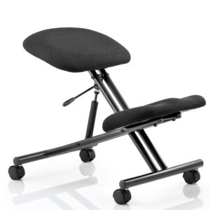 Kneeling Height Adjustable Stool With Black Fabric and Black Frame
