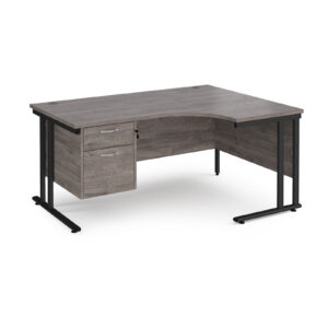 Porto 25 Cantilever Right Hand Corner Desk with 2 Drawer Pedestal