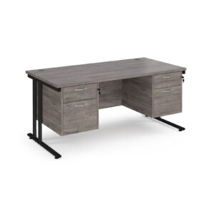 Porto 25 Cantilever Straight Desk with 2 x 2 Drawer Pedestals - 800mm Deep