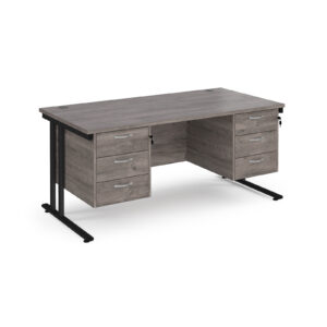 NEXT DAY Porto 25 Cantilever Straight Desk with 2 x 3 Drawer Pedestals - 800mm Deep