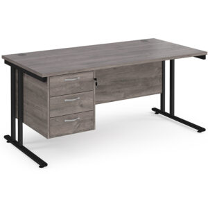 Porto 25 Cantilever Straight Desk with 3 Drawer Pedestal - 800mm Deep