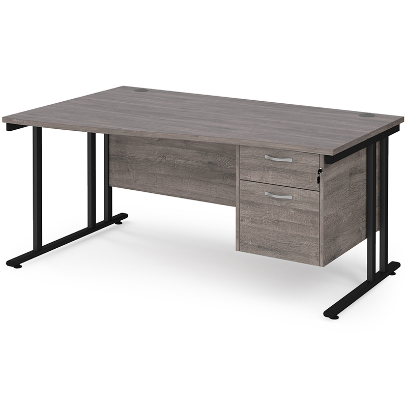 Porto 25 Cantilever Left Hand Wave Desk with 2 Drawer Pedestal