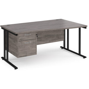 Porto 25 Cantilever Right Hand Wave Desk with 2 Drawer Pedestal