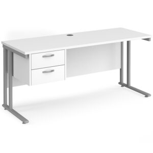 Porto 25 Cantilever Desk with 2 Drawer Pedestal - 600mm Deep