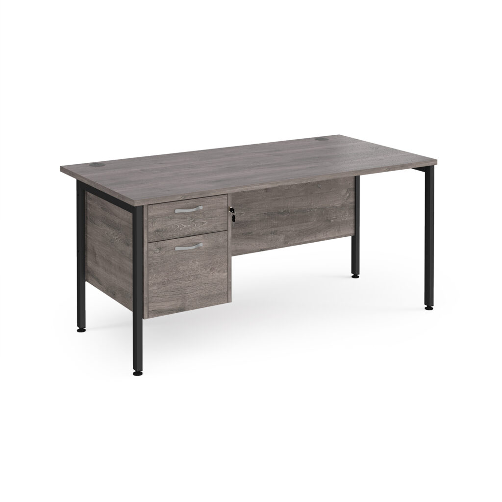 Porto 25 H-Frame Straight Desk with 2 Drawer Pedestal - 800mm Deep