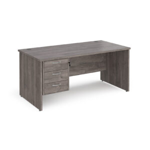 Porto 25 straight Desk with 3 Drawer Pedestal and Panel End Leg - 800mm Deep