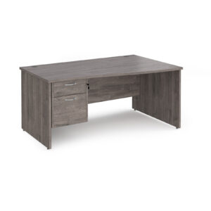 Porto 25  Left Right Wave Desk with 2 Drawer Pedestal -Panel End Leg