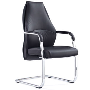 Mien High Back Cantilever Visitor Chair – Black Faux Leather