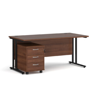 Porto 25 Straight Desk with 3 Drawer Pedestal - 1600mm x 800mm
