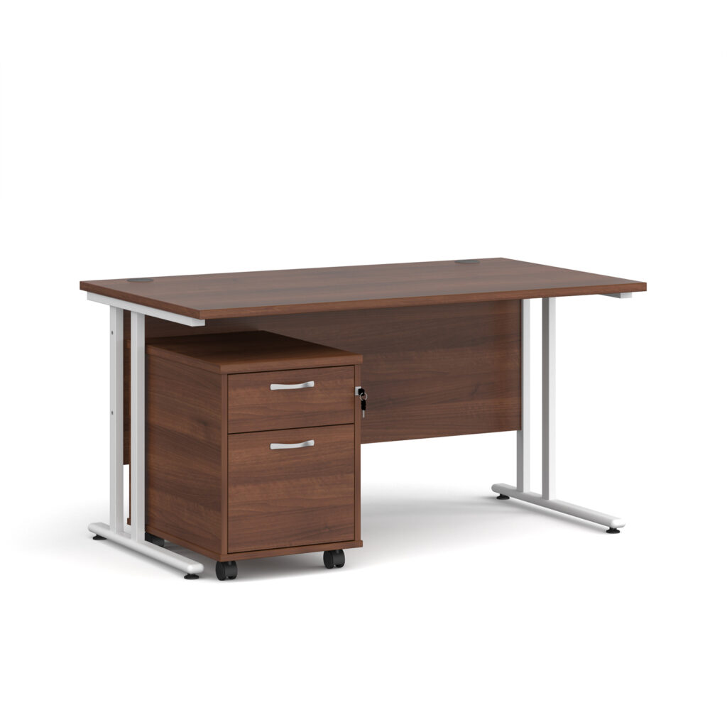 Porto 25 Straight Desk with 2 Drawer Pedestal - 1400mm x 800mm