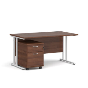 Porto 25 Straight Desk with 2 Drawer Pedestal - 1400mm x 800mm