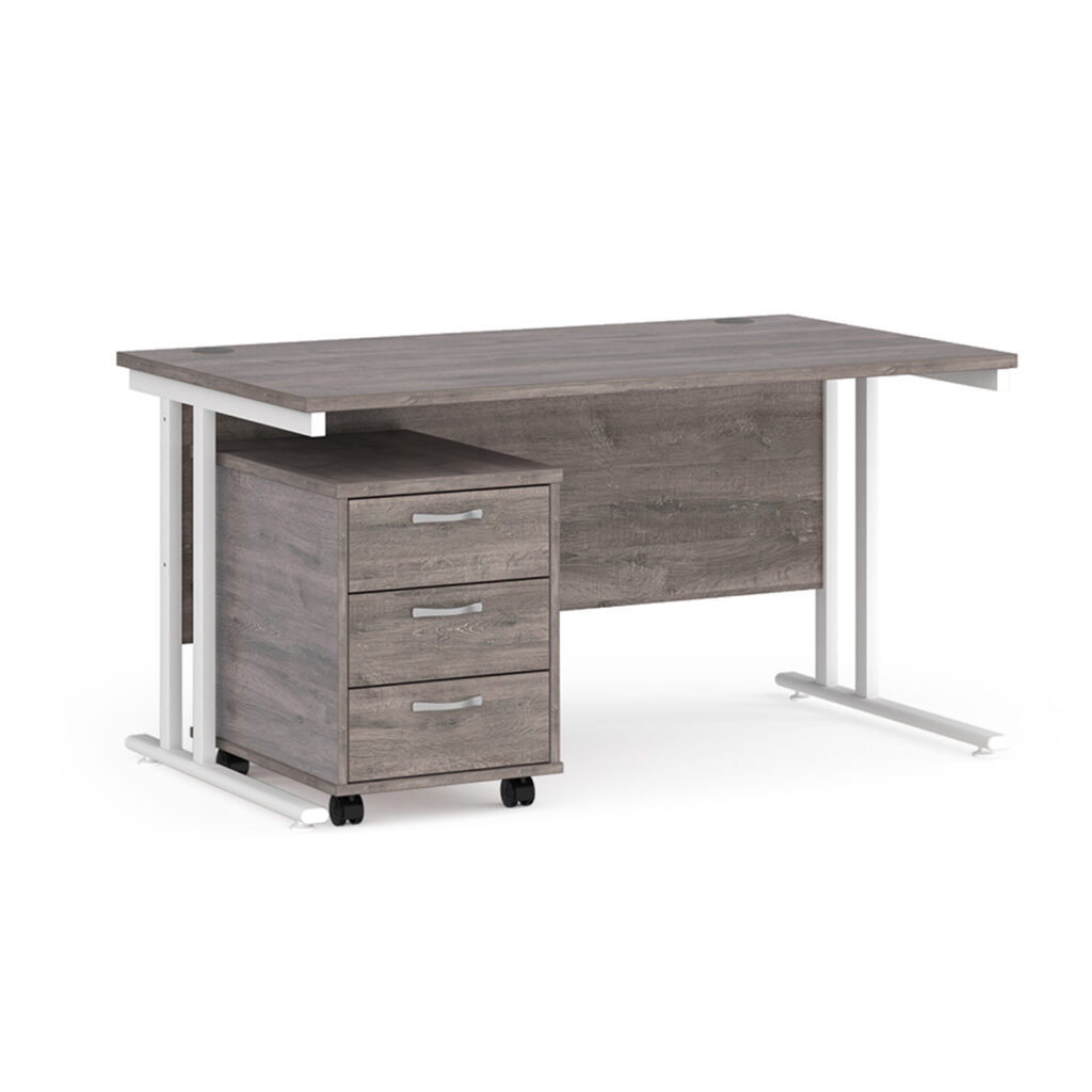 Porto 25 Straight Desk with 3 Drawer Pedestal - 1400mm x 800mm