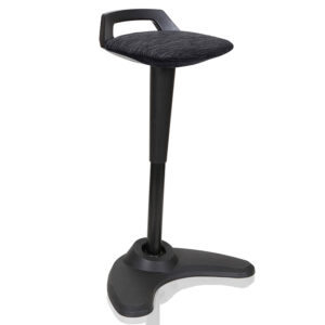 Spry Sit/Stand Stool With Black Frame and Black Fabric