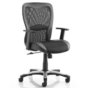Victor II Executive Chair Black Leather Black Mesh with Arms