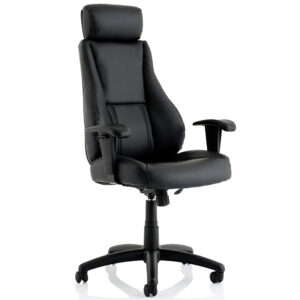 Winsor Black Leather Executive Chair with Headrest