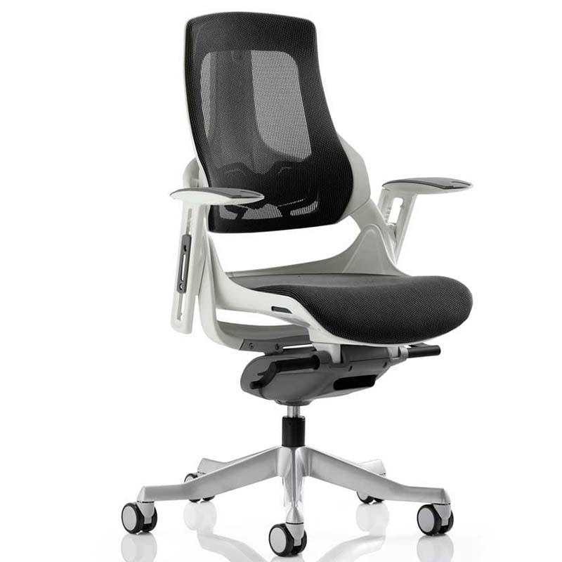 Zure Executive Chair Charcoal Mesh and White Frame with Optional Headrest
