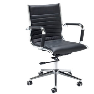 Bari Medium Back Executive Chair - Black Faux Leather