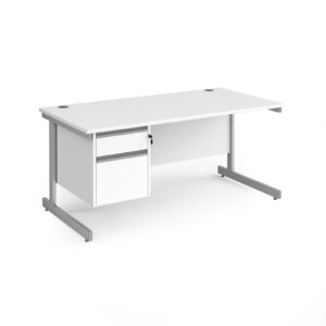 Benito Cantilever Leg Straight Desk with 2 Drawer Pedestal - 800mm Deep