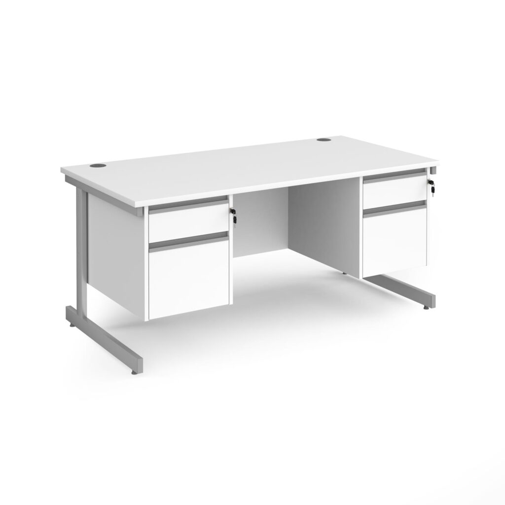 Benito Cantilever Leg Straight Desk with 2 and 2 Drawer Pedestals - 800mm Deep