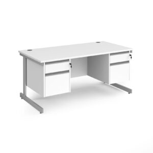 Benito Cantilever Leg Straight Desk with 2 and 2 Drawer Pedestals - 800mm Deep