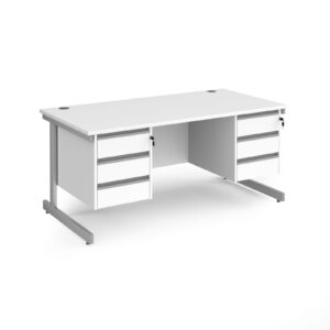 Benito Cantilever Leg Straight Desk with 3 and 3 Drawer Pedestals - 800mm Deep