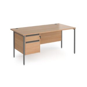 Benito H-Frame Straight Desk with 2 Drawer Pedestal - 800mm Deep