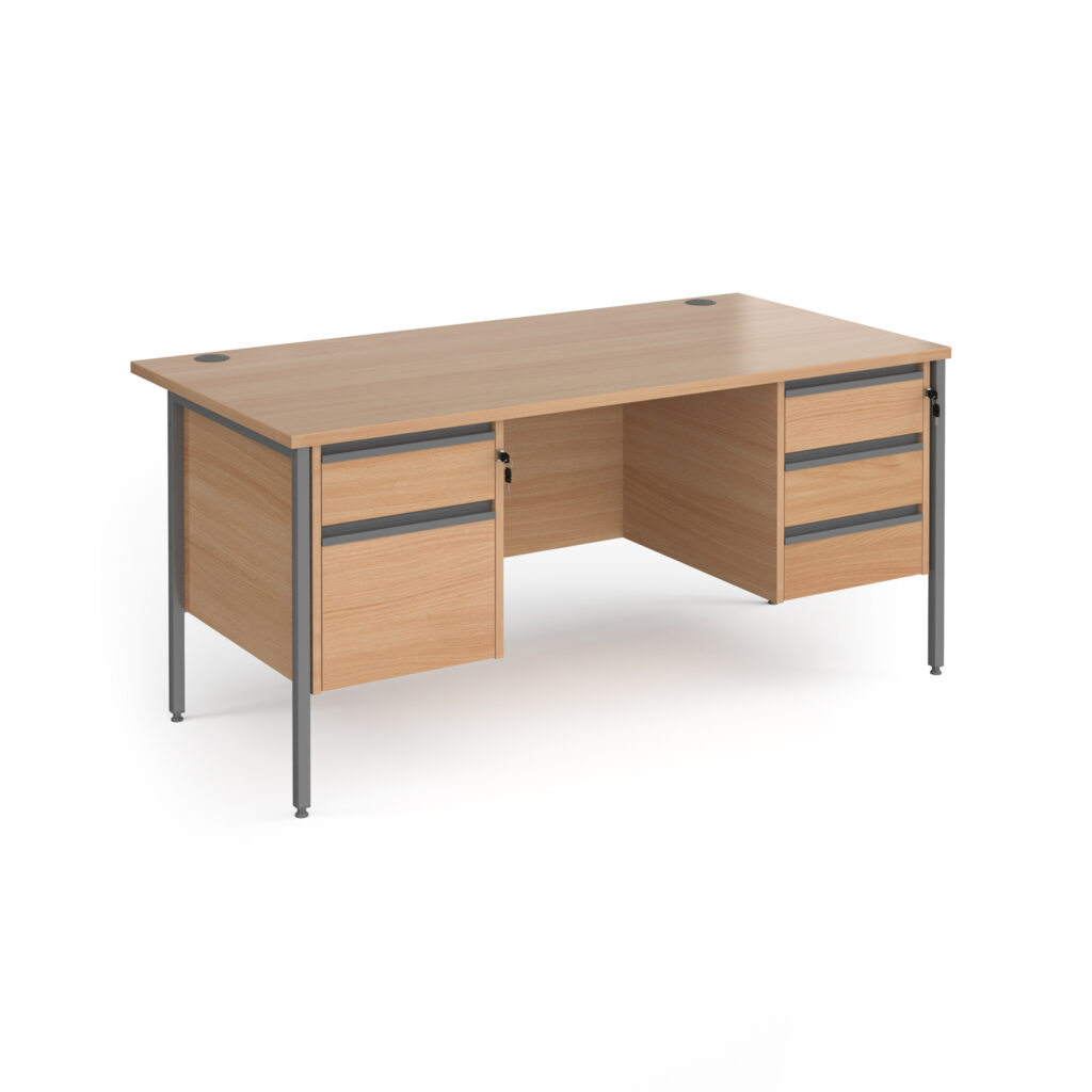 Benito H-Frame straight desk with 2 and 3 drawer pedestals