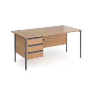 Benito H-Frame Straight Desk with 3 Drawer Pedestal