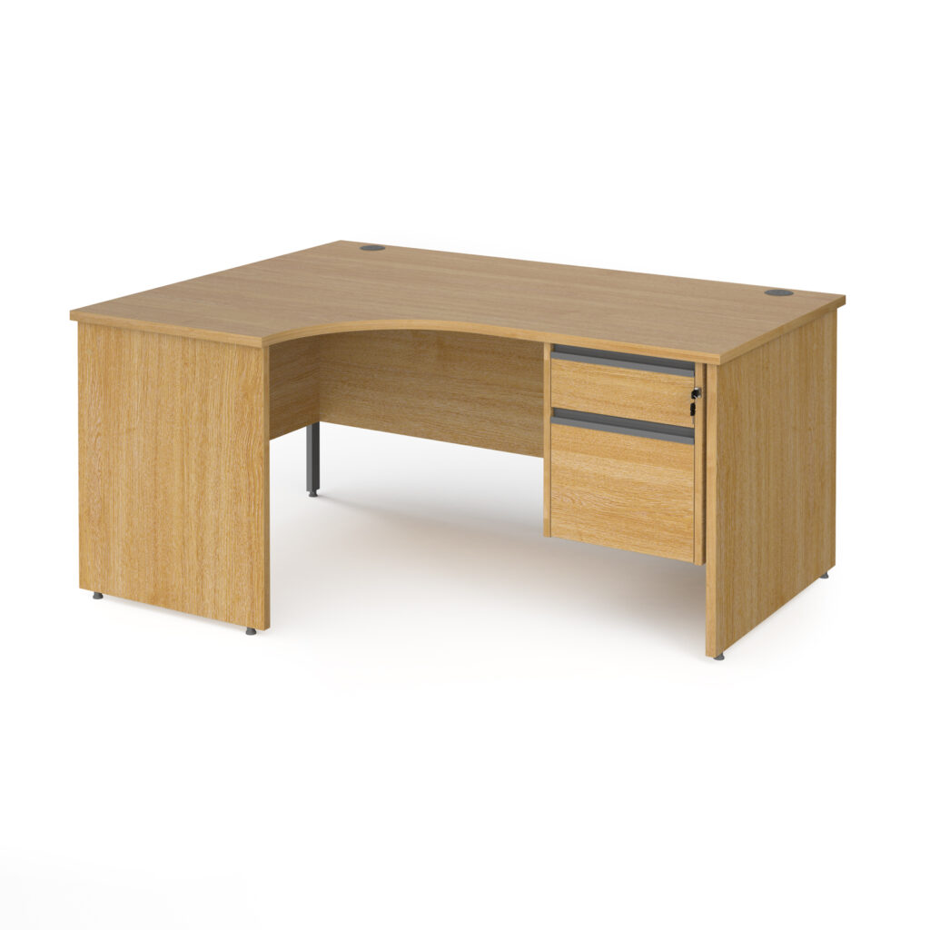 Benito Panel Leg Left Hand Ergonomic Desk with 2 Drawer Pedestal