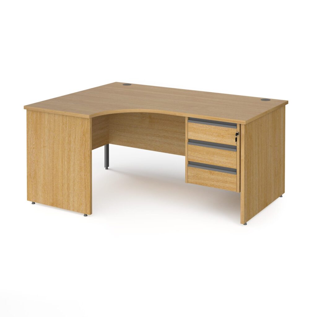 Benito Panel Leg Left Hand Ergonomic Desk with 3 Drawer Pedestal