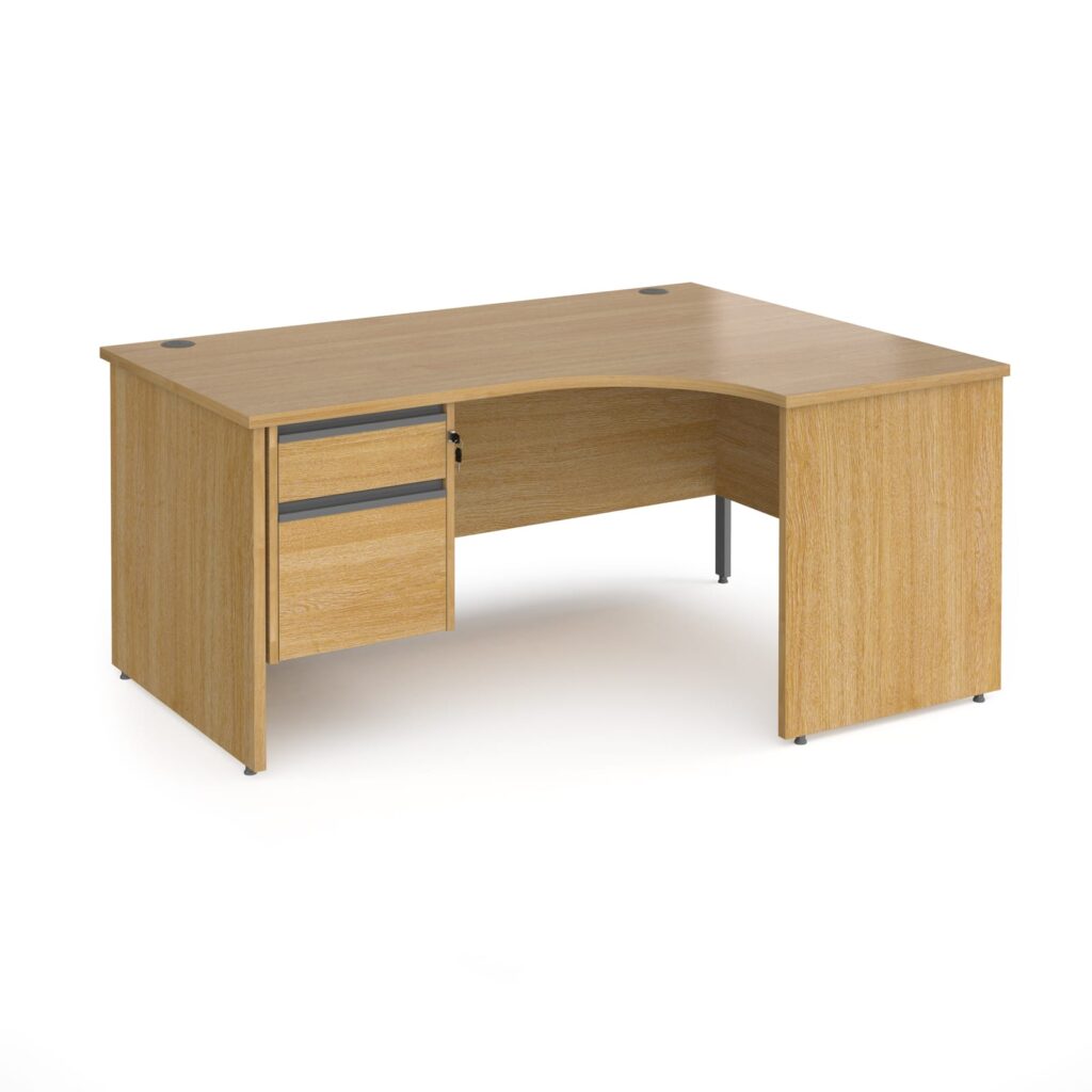 Benito Panel Leg Right Hand Ergonomic Desk with 2 Drawer Pedestal