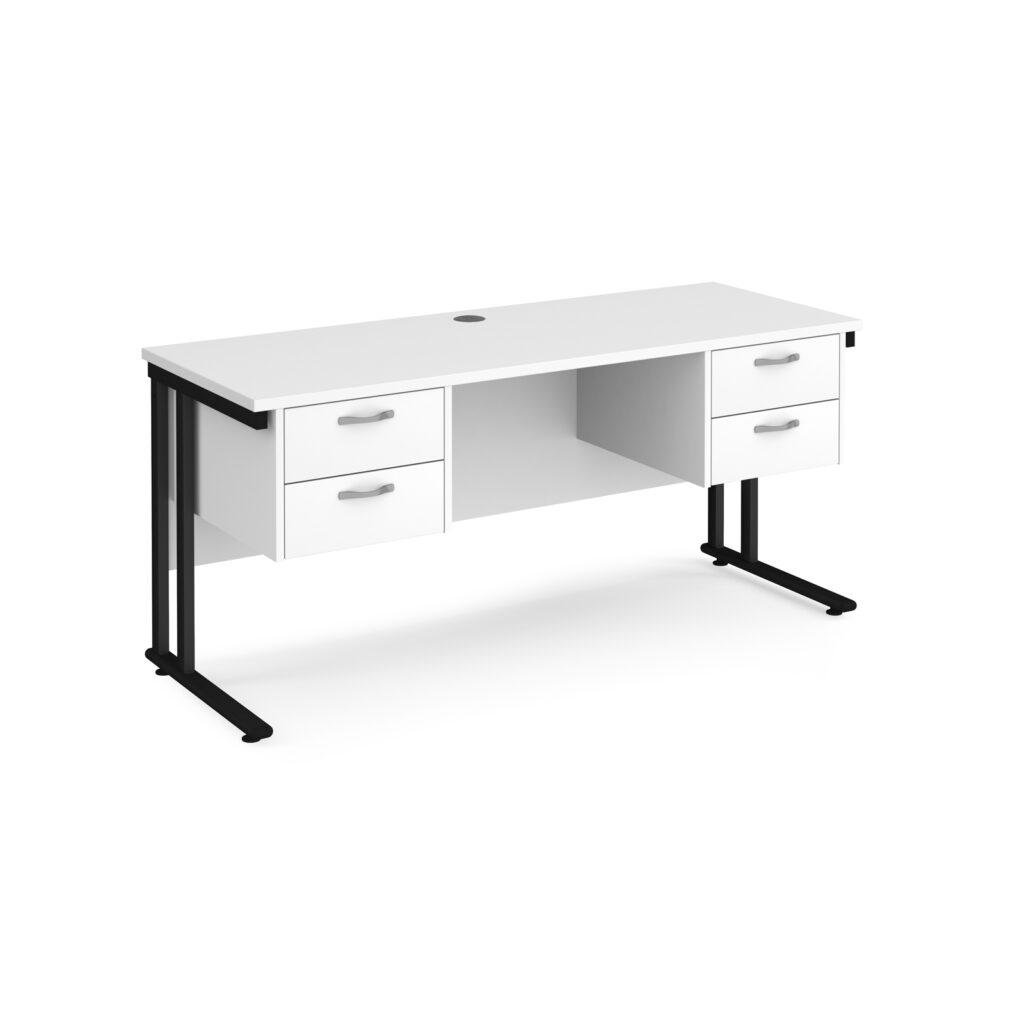 Porto 25 Cantilever Straight Desk with 2 x 2 Drawer Pedestals - 600mm Deep