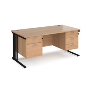 Porto 25 Cable Managed Straight Desk 800mm Deep with 2 and 3 Drawer Pedestals