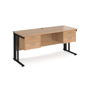 Porto 25 Cable Managed Straight Desk 600mm Deep with 2 x 2 Drawer Pedestals