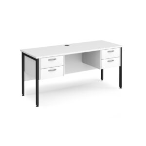 Porto 25 H-Frame Straight Desk with 2 x 2 Drawer Pedestals - 600mm Deep