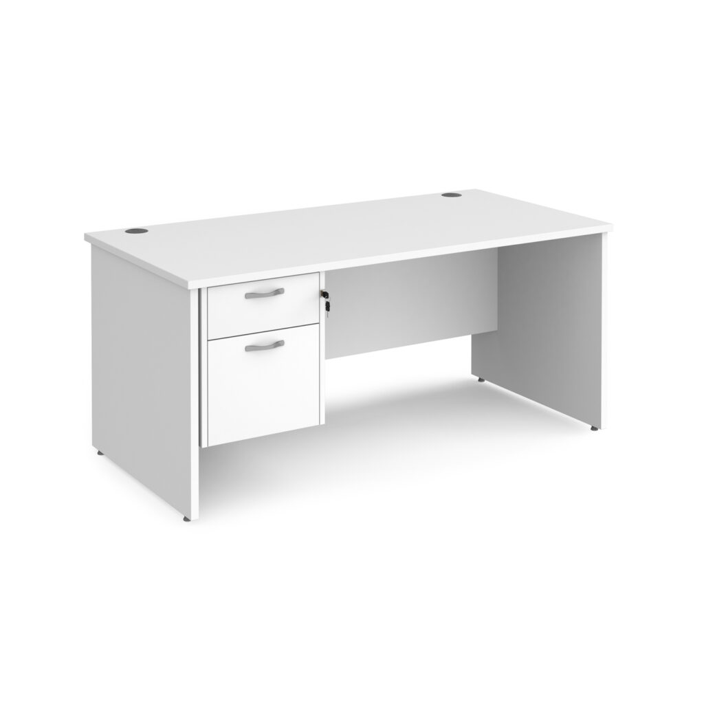 Porto 25 Straight Desk with 2 Drawer Pedestal and Panel End Leg - 600mm Deep