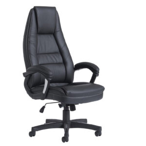 Noble High Back Managers Chair - Black Leather Faced